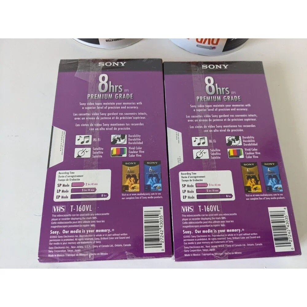 Sony DVD-R 4.7GB 120 Min 16X DVD-R Blank Media Disc 50 Pack, Grade T-160 VHS LOT